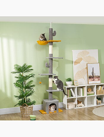 Arbre à chat cactus du sol au plafond - h.230-275 cm - équipement multiple