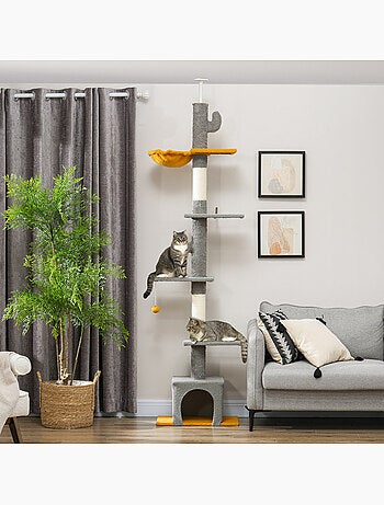 Arbre à chat cactus du sol au plafond - h.230-275 cm - équipement multiple