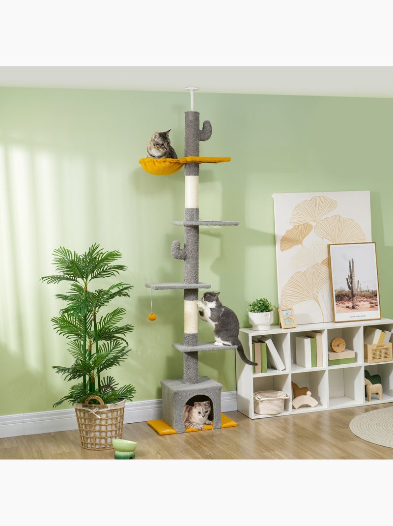 Arbre à chat cactus du sol au plafond - h.230-275 cm - équipement multiple Gris - Kiabi
