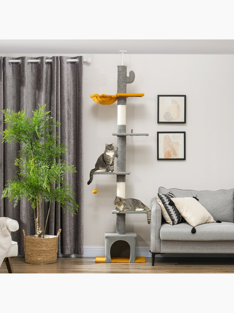 Arbre à chat cactus du sol au plafond - h.230-275 cm - équipement multiple Gris - Kiabi