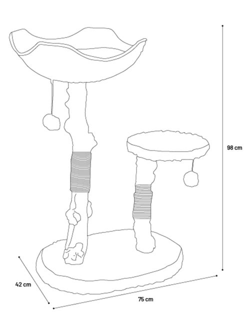 Arbre a chat design avec corde et panier - Kiabi