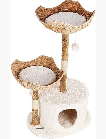 Arbre à chat design avec corde et panier