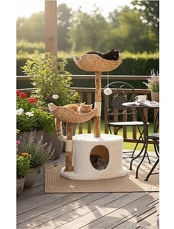 Arbre à chat design avec corde et panier