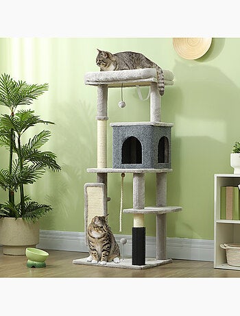 Arbre à chat design bande massante griffoirs nombreux jouets