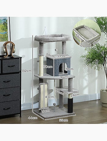 Arbre à chat design bande massante griffoirs nombreux jouets