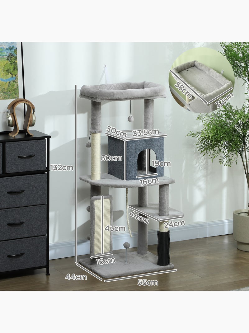 Arbre à chat design bande massante griffoirs nombreux jouets Gris - Kiabi