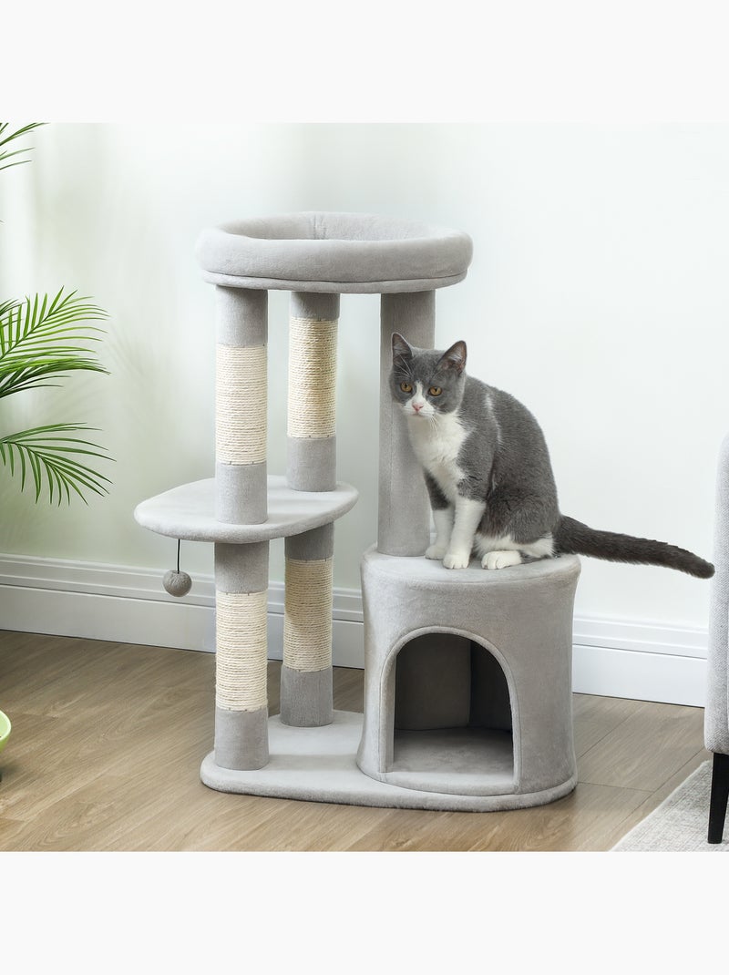 Arbre à chat design gris clair arrondi h.90cm Gris - Kiabi