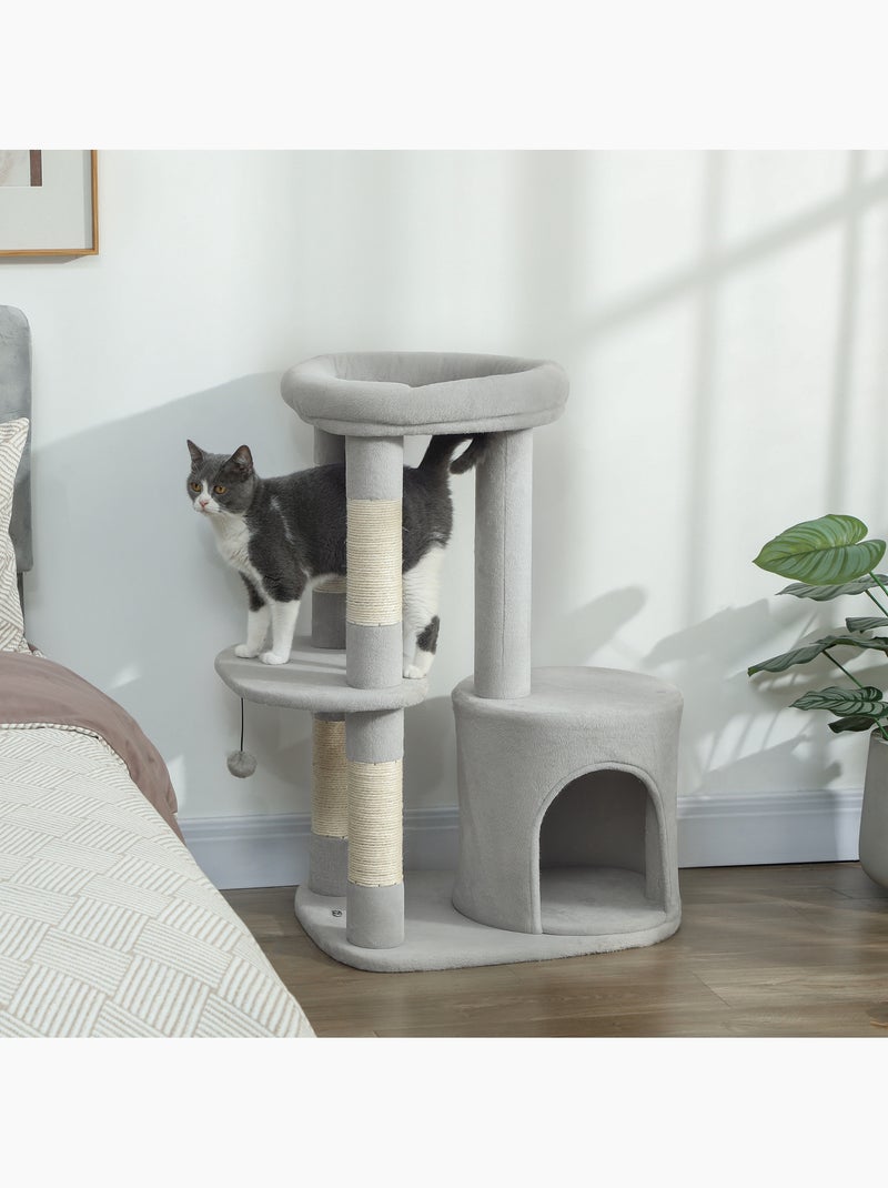 Arbre à chat design gris clair arrondi h.90cm Gris - Kiabi