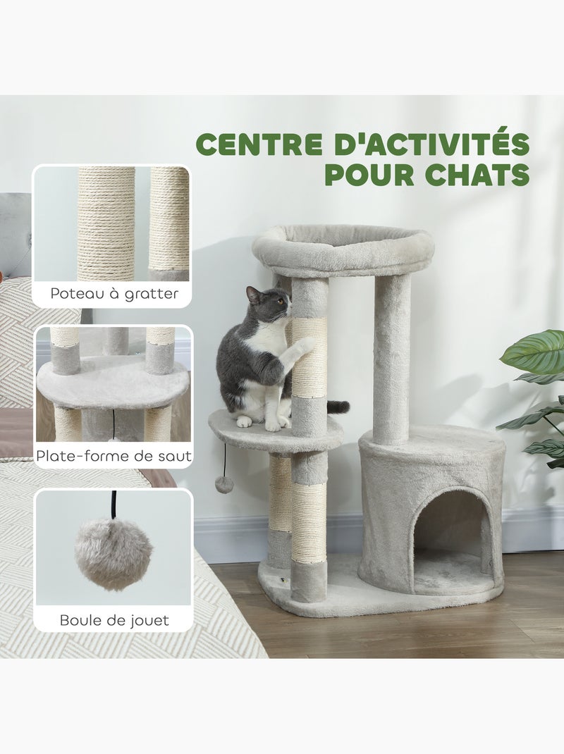 Arbre à chat design gris clair arrondi h.90cm Gris - Kiabi