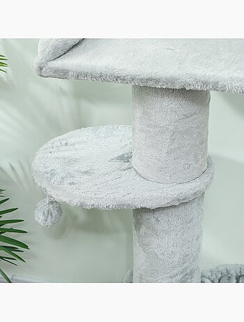 Arbre à chat design gris clair h.103cm griffoir hamac plateformes boule