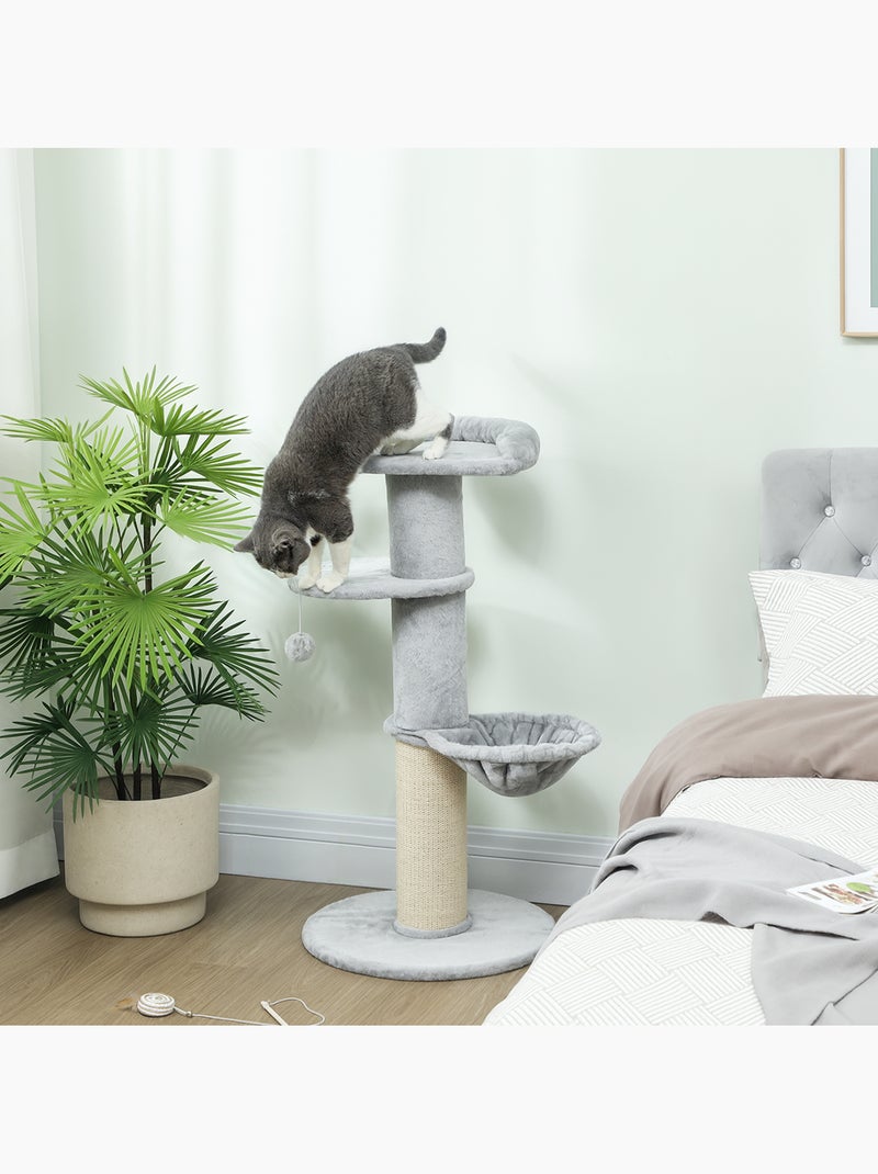 Arbre à chat design gris clair h.103cm griffoir hamac plateformes boule Gris - Kiabi