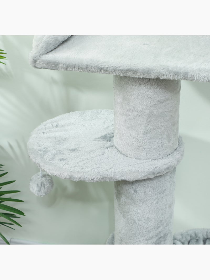 Arbre à chat design gris clair h.103cm griffoir hamac plateformes boule Gris - Kiabi