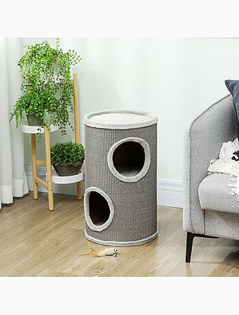 Arbre à chat design tour à griffer 2 niches plateforme