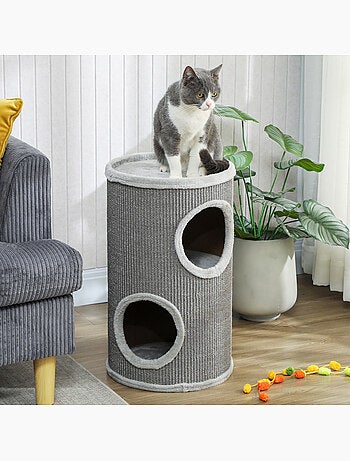 Arbre à chat design tour à griffer 2 niches plateforme