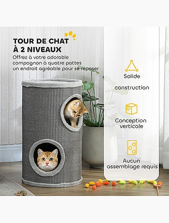 Arbre à chat design tour à griffer 2 niches plateforme