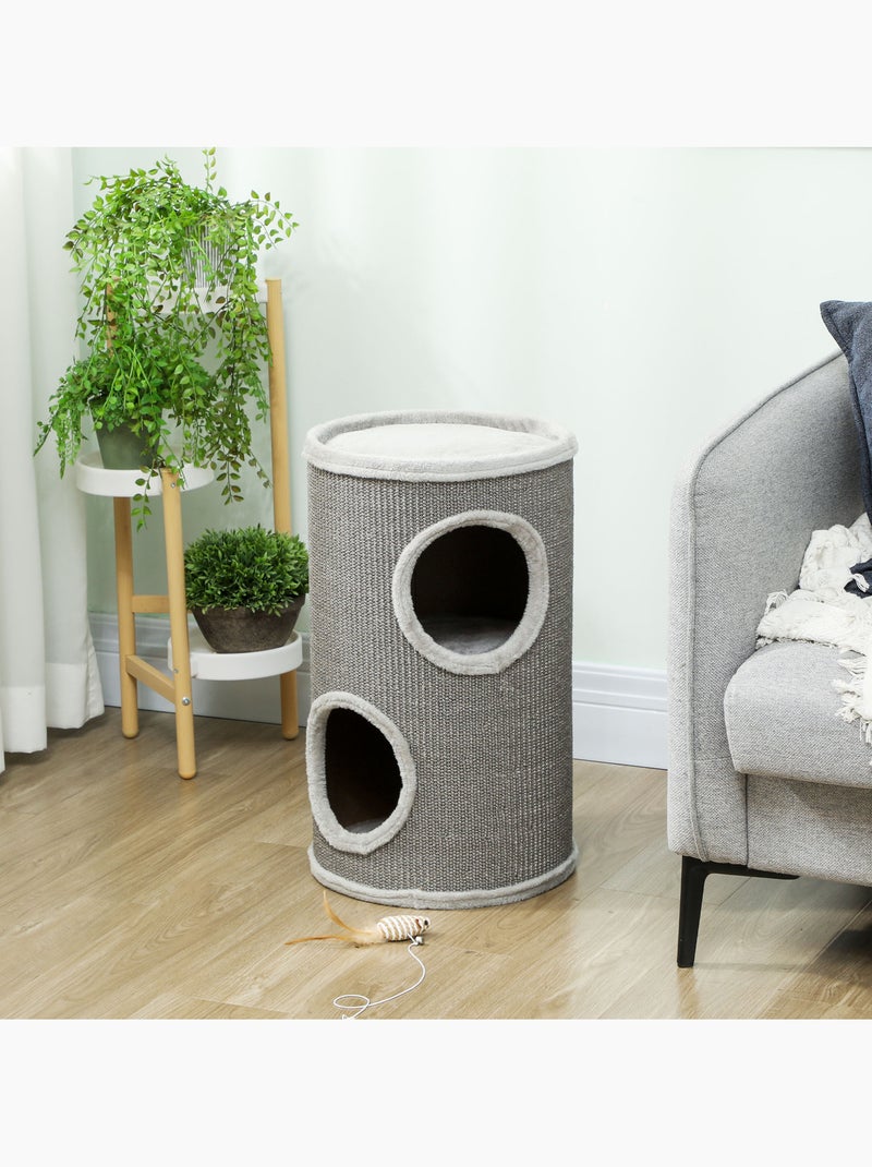 Arbre à chat design tour à griffer 2 niches plateforme Gris - Kiabi