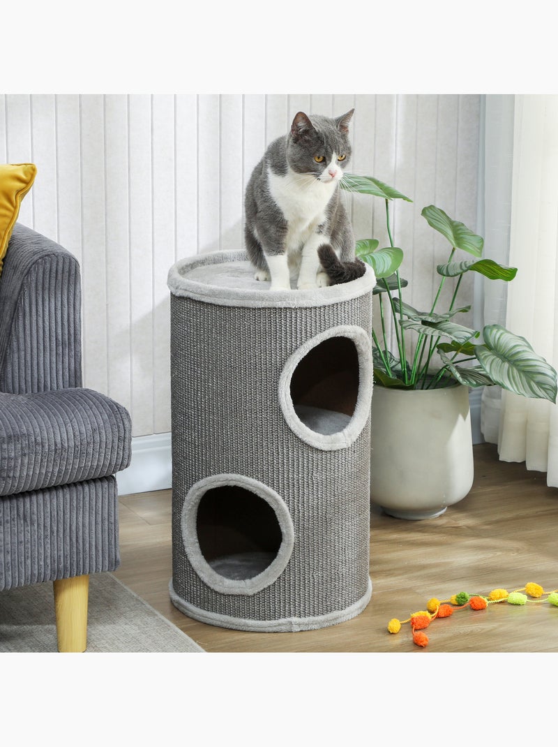 Arbre à chat design tour à griffer 2 niches plateforme Gris - Kiabi