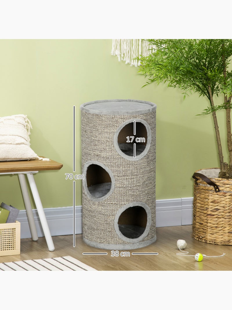 Arbre à chat design tour à griffer 3 niveaux plateforme Beige - Kiabi