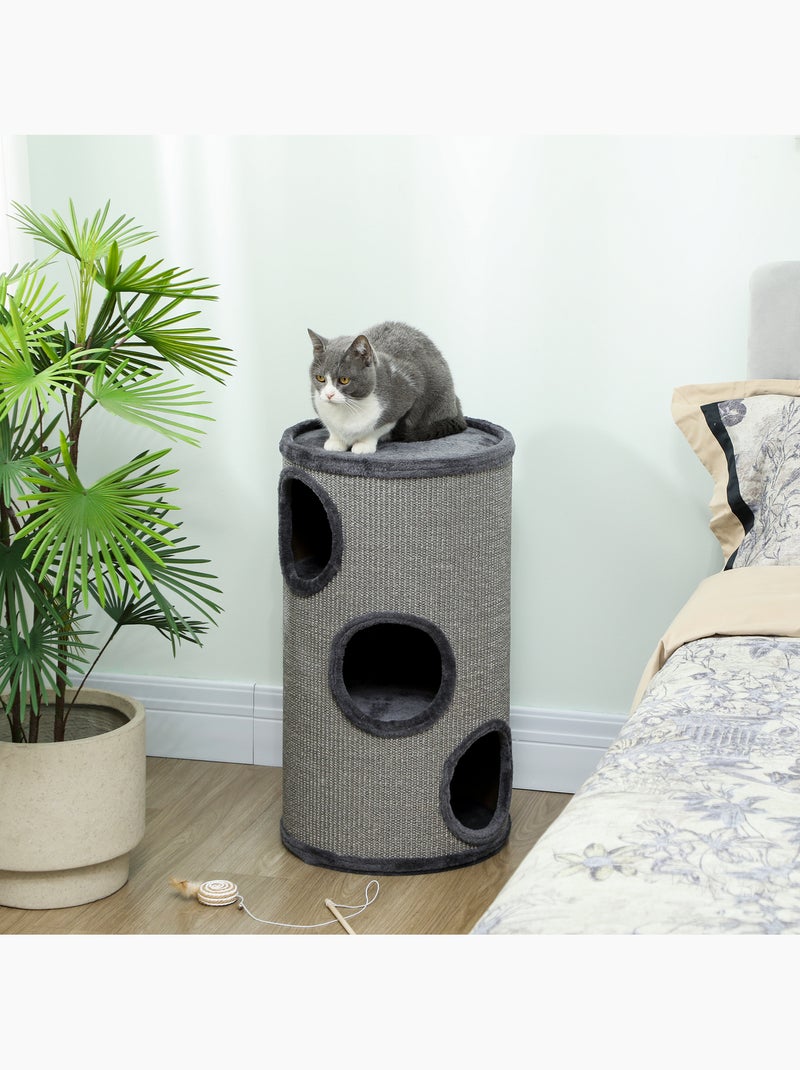 Arbre à chat design tour à griffer 3 niveaux plateforme Gris - Kiabi