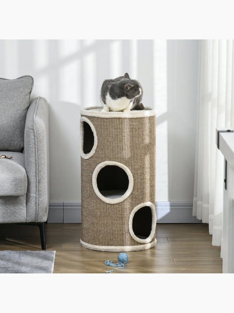 Arbre à chat design tour à griffer 3 niveaux plateforme Marron - Kiabi