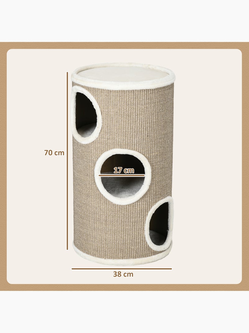 Arbre à chat design tour à griffer 3 niveaux plateforme Marron - Kiabi