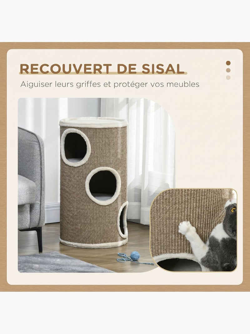 Arbre à chat design tour à griffer 3 niveaux plateforme Marron - Kiabi