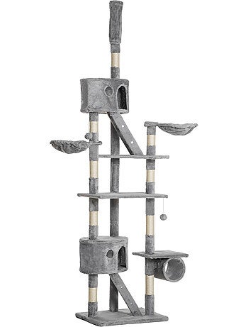 Arbre à chat design xxl réglable h.240-260 cm multi-équipement gris