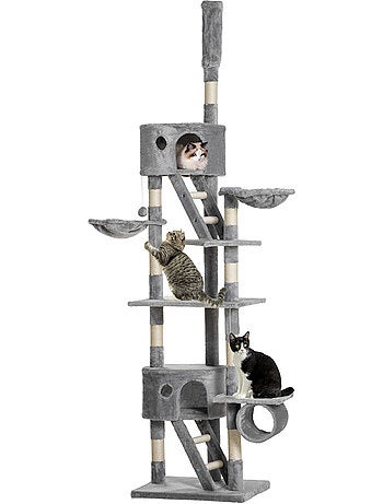 Arbre à chat design xxl réglable h.240-260 cm multi-équipement gris