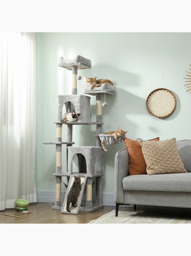 Arbre à chat grande taille h.177cm équipements multiples gris clair Gris - Kiabi