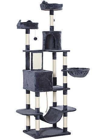 Arbre à chat grande taille h.206 cm multi-équipement gris