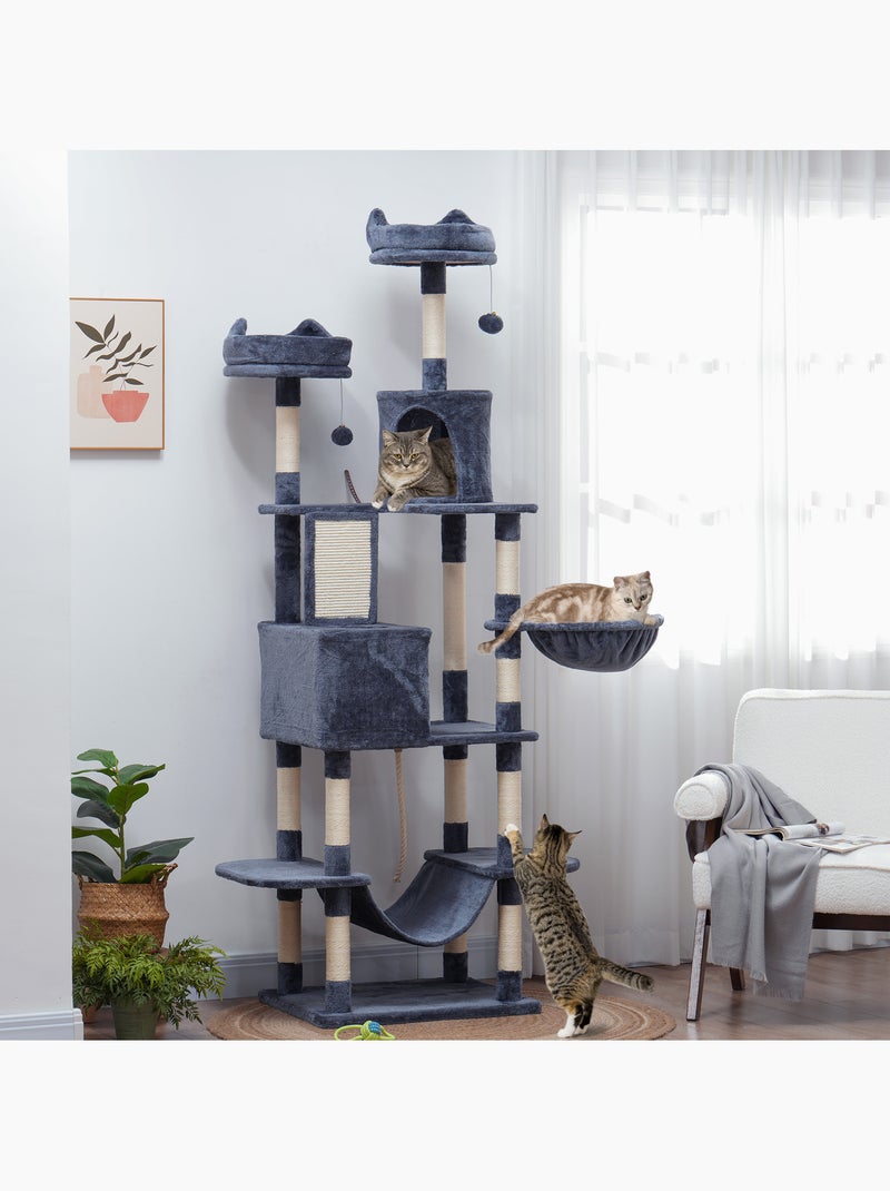 Arbre à chat grande taille h.206 cm multi-équipement gris Gris - Kiabi