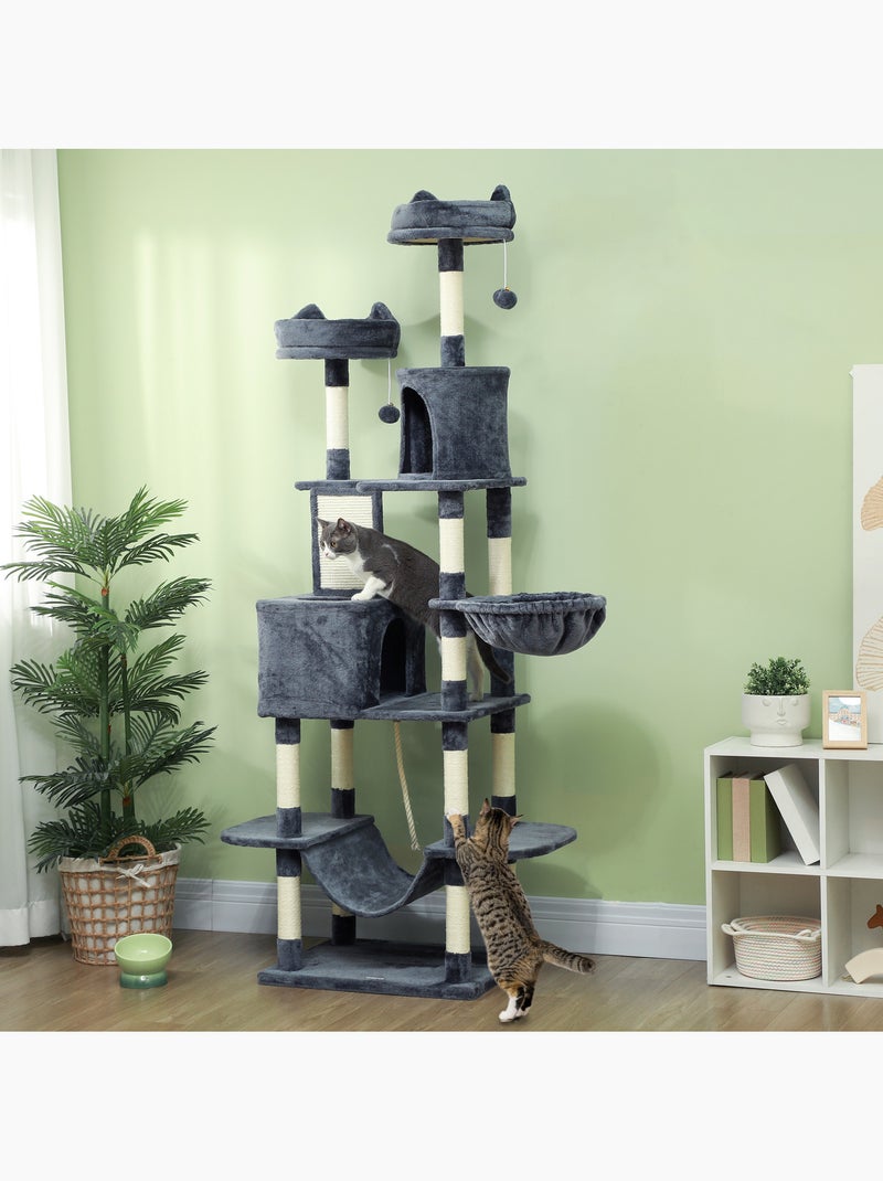 Arbre à chat grande taille h.206 cm multi-équipement gris Gris - Kiabi