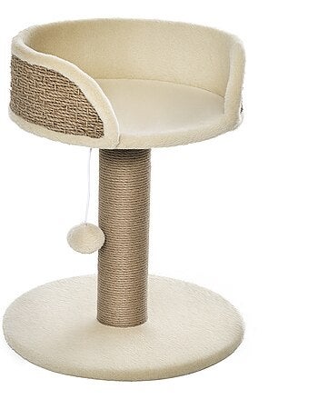 Arbre à chat griffoir 2 niveaux h. 49 cm boule suspendue