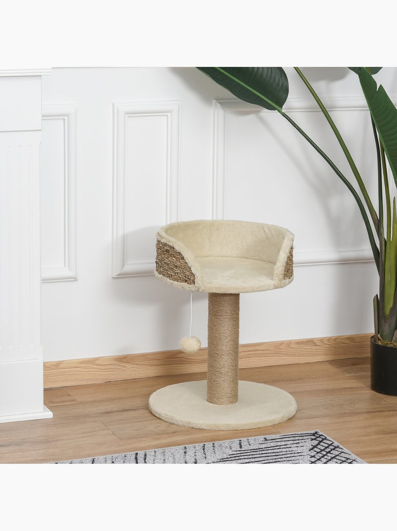 Arbre à chat griffoir 2 niveaux h. 49 cm boule suspendue Beige - Kiabi
