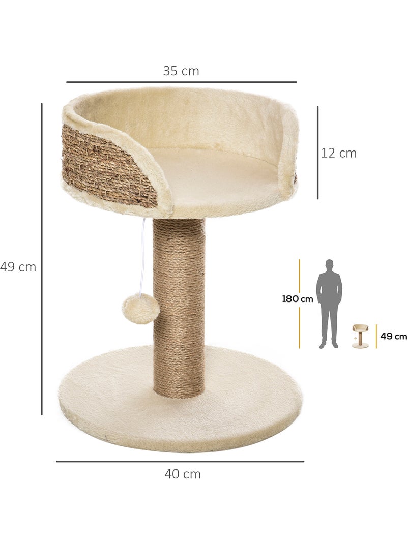 Arbre à chat griffoir 2 niveaux h. 49 cm boule suspendue Beige - Kiabi