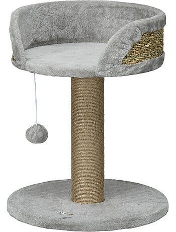 Arbre à chat griffoir 2 niveaux h. 49 cm boule suspendue