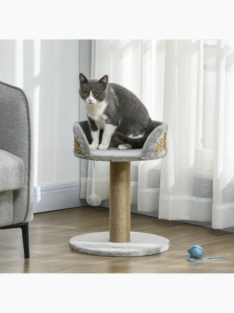 Arbre à chat griffoir 2 niveaux h. 49 cm boule suspendue Gris - Kiabi