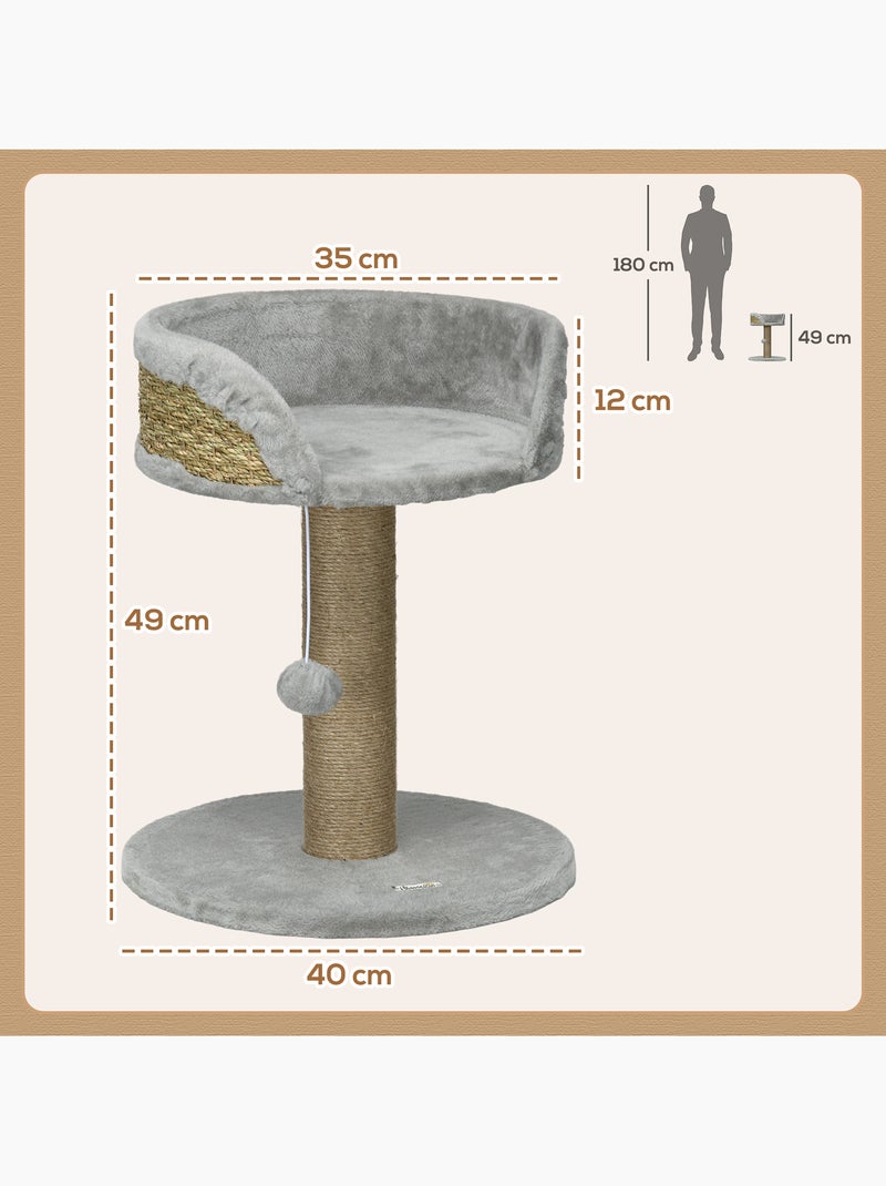 Arbre à chat griffoir 2 niveaux h. 49 cm boule suspendue Gris - Kiabi