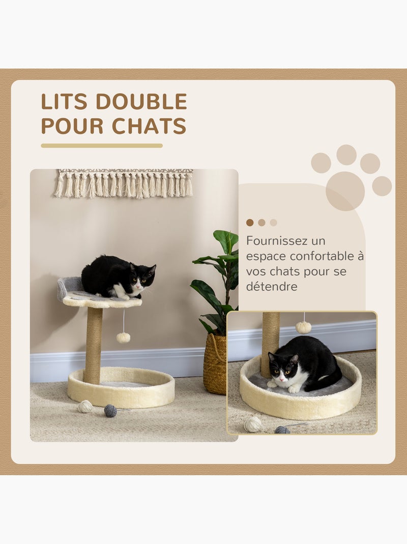 Arbre à chat griffoir design patte de chat Beige - Kiabi