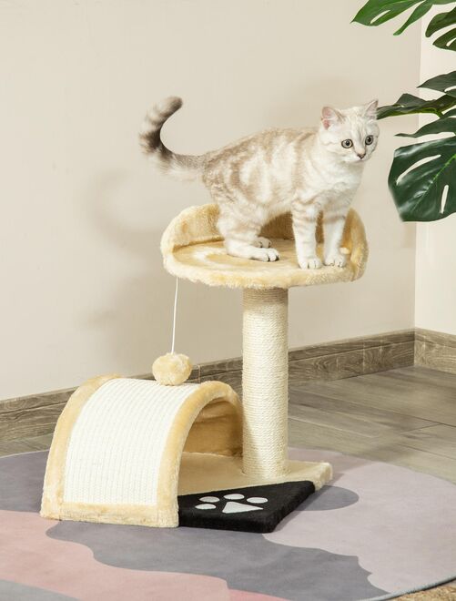 Arbre à chat griffoir grattoir design peluche sisal naturel - Kiabi