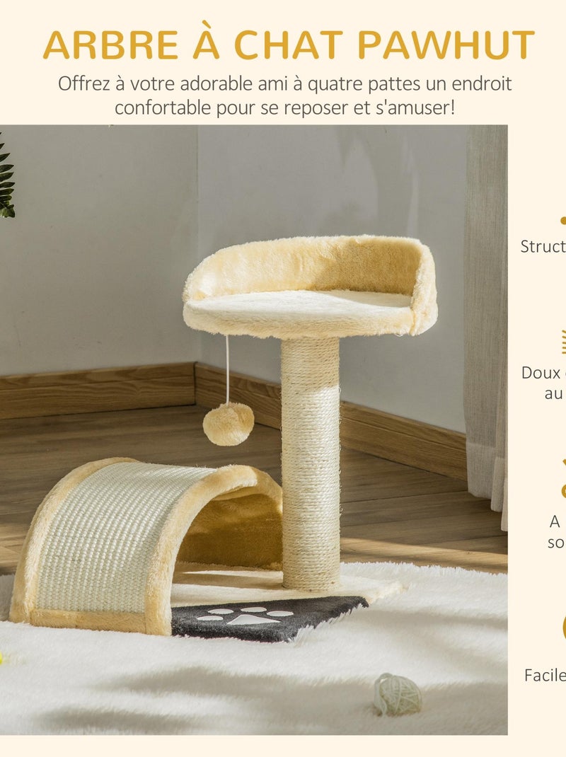 Arbre à chat griffoir grattoir design peluche sisal naturel Beige - Kiabi