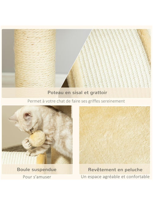 Arbre à chat griffoir grattoir design peluche sisal naturel - Kiabi