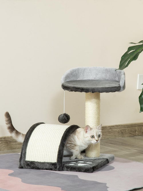 Arbre à chat griffoir grattoir design peluche sisal naturel - Kiabi