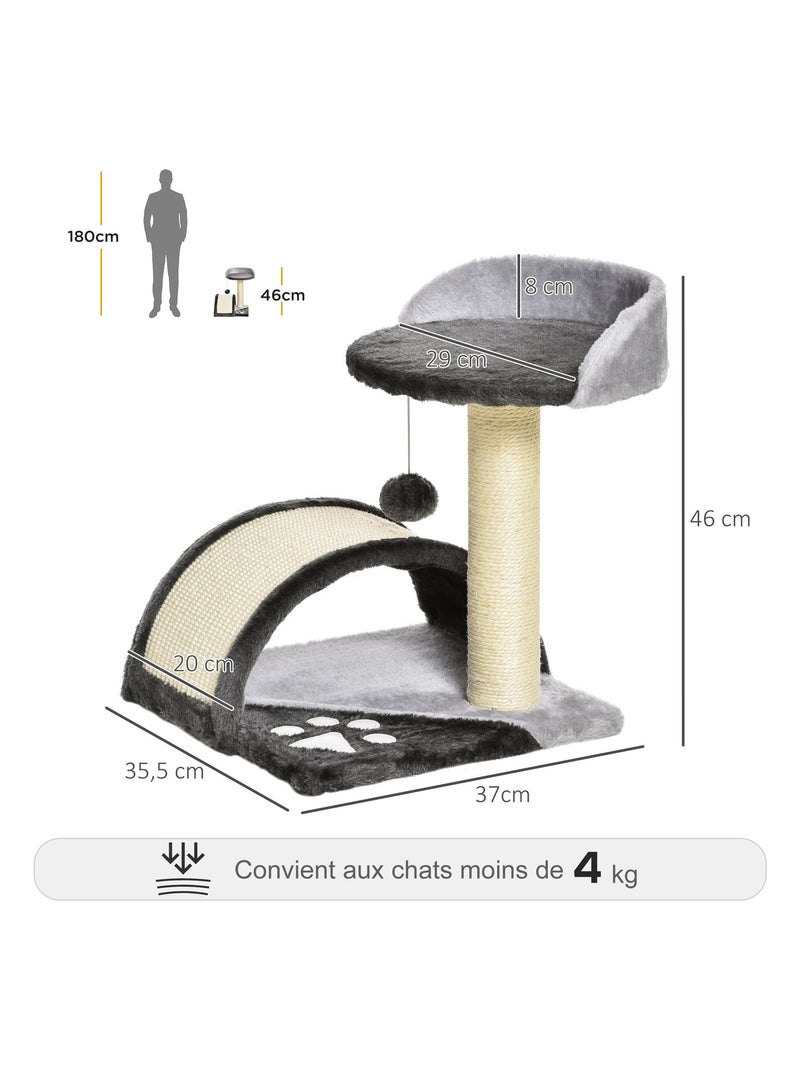 Arbre à chat griffoir grattoir design peluche sisal naturel Gris - Kiabi