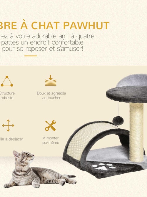 Arbre à chat griffoir grattoir design peluche sisal naturel - Kiabi