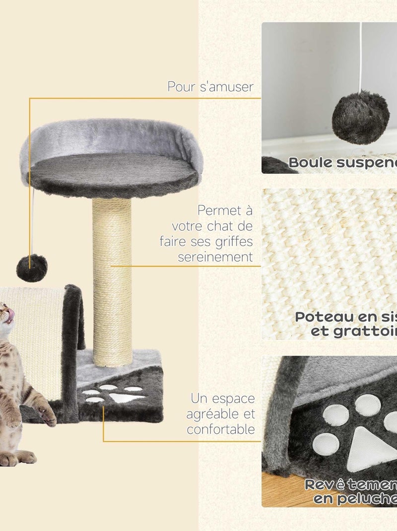 Arbre à chat griffoir grattoir design peluche sisal naturel Gris - Kiabi