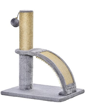 Arbre à chat griffoir grattoir jeu boule demi-arc de massage gris