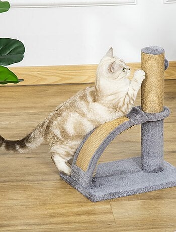 Arbre à chat griffoir grattoir jeu boule demi-arc de massage gris