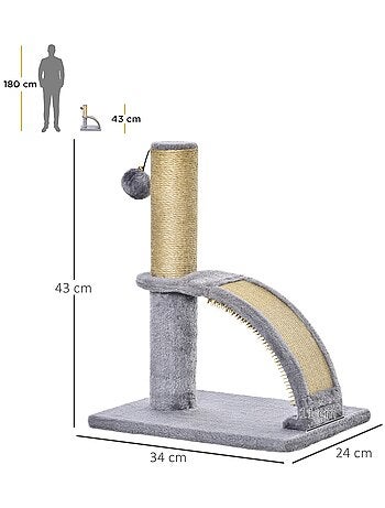 Arbre à chat griffoir grattoir jeu boule demi-arc de massage gris
