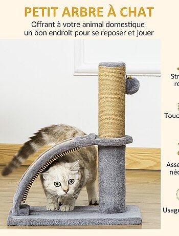 Arbre à chat griffoir grattoir jeu boule demi-arc de massage gris